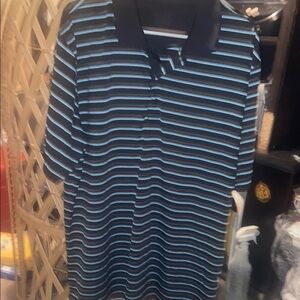 Men's Blue Striped Polo Shirt